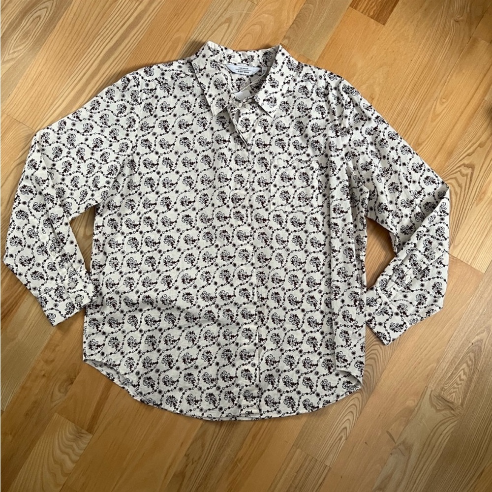 &other Stories Printed button up Ivory size 8 cotton